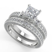 Miah Bar Set 3 Sided Pave Princess Cut Diamond Engagement Ring - Nivetta